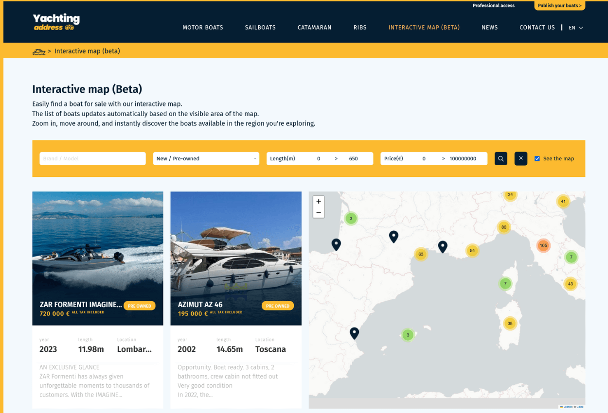 Comment utiliser la carte interactive Yachting Address